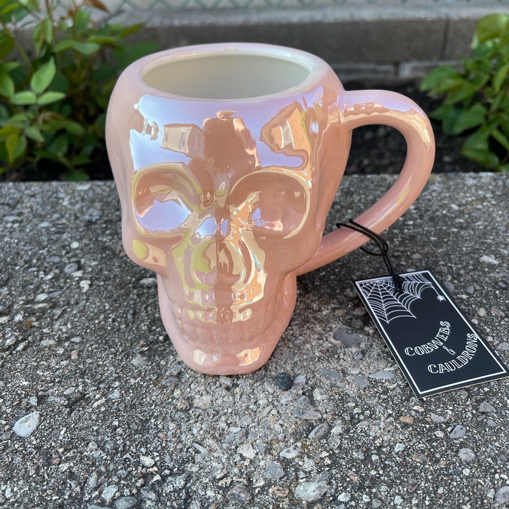 Iridescent Pink Skull Ceramic Mug